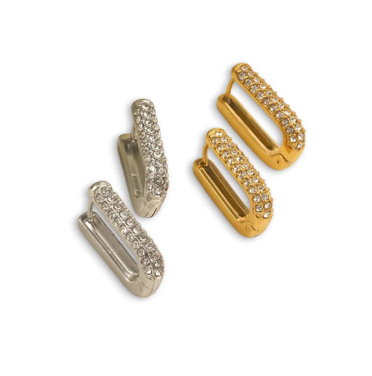 Orecchini long square strass