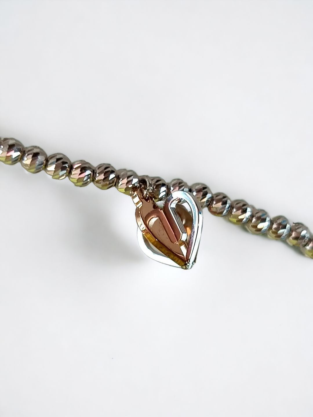 BRACCIALE CUORE BICOLORE 3D ARGENTO
