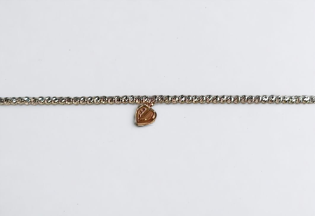 BRACCIALE CUORE BICOLORE 3D ARGENTO