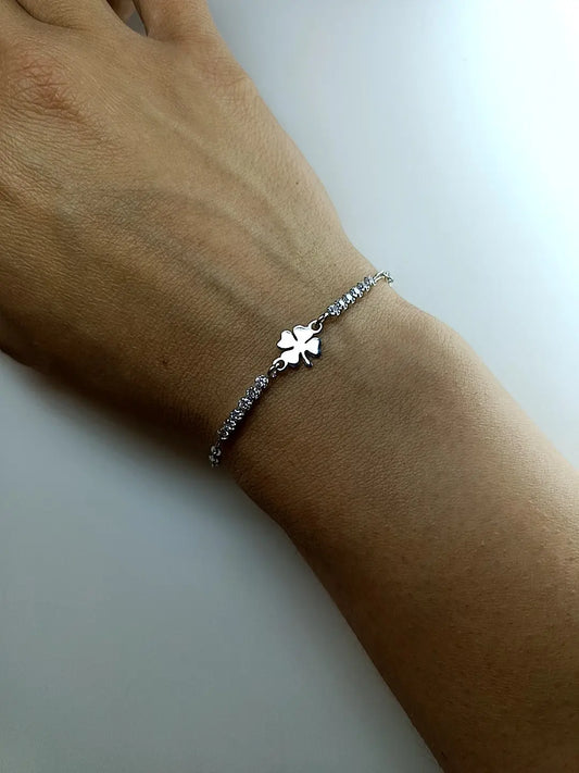 BRACCIALE QUADRIFOGLIO SLIM ARGENTO