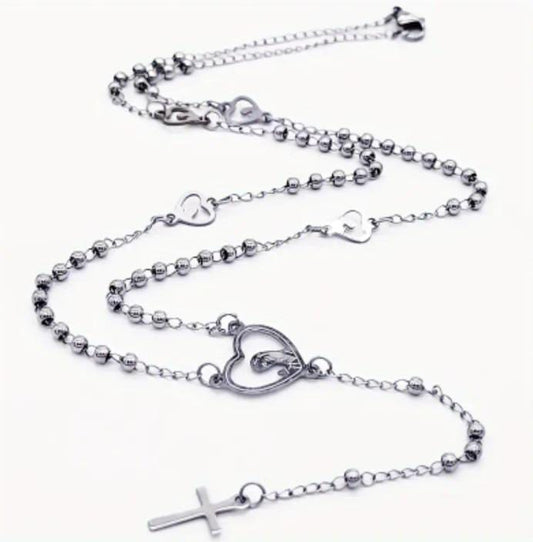 Collana rosario black e silver