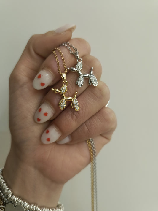Collana cane palloncino zirconato
