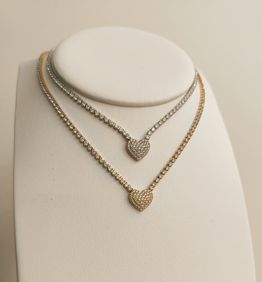 Collana tennis cuore con cursore
