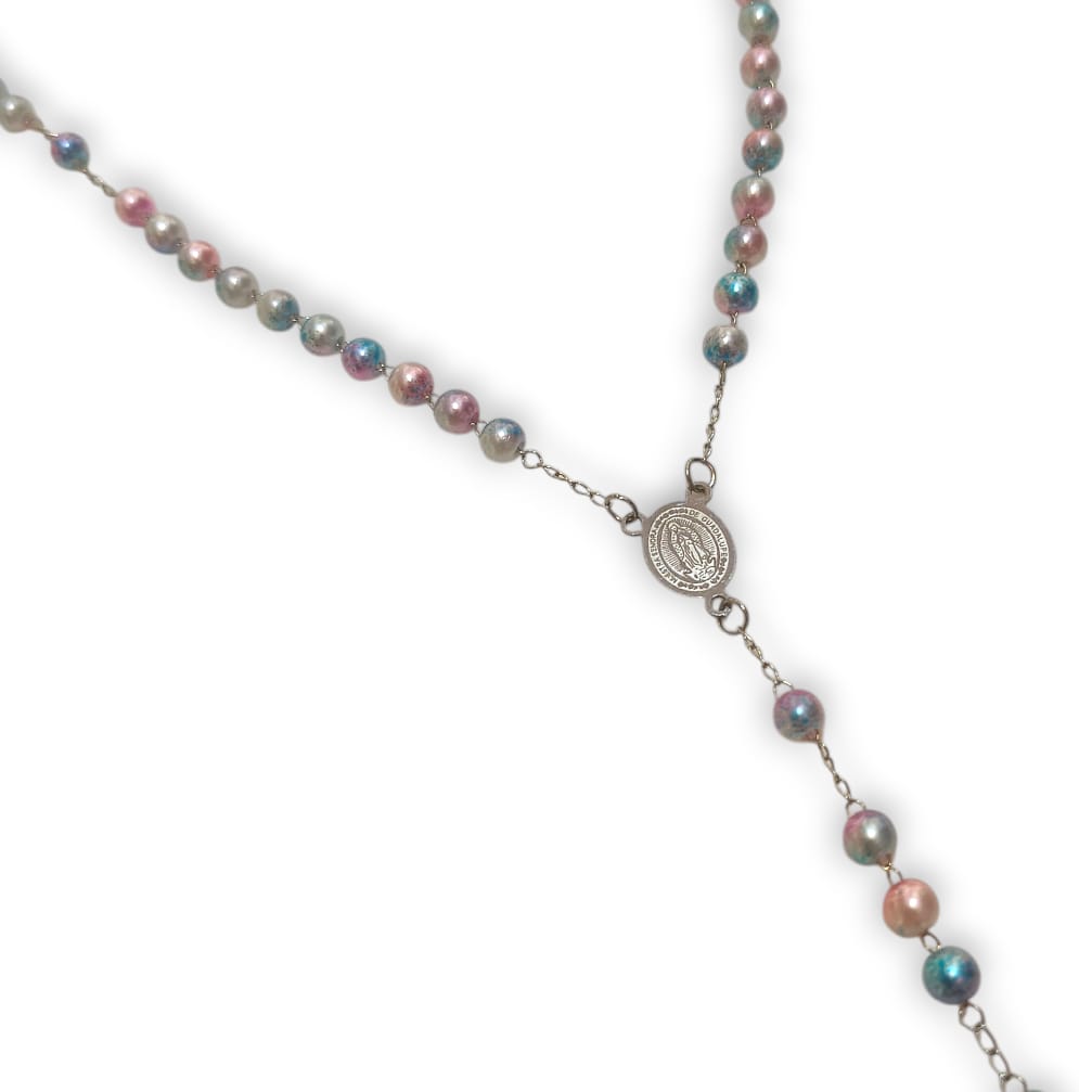 Collana rosario rosa azzurro
