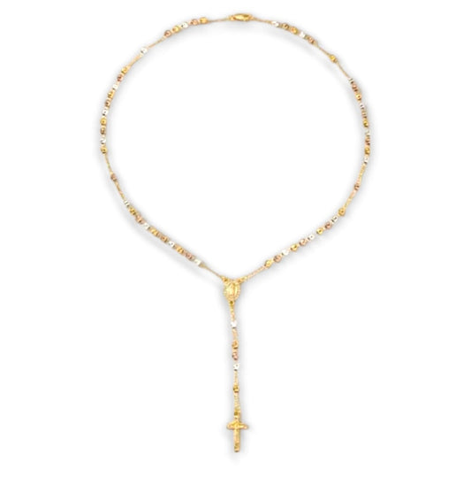 Collana rosario tricolore argento