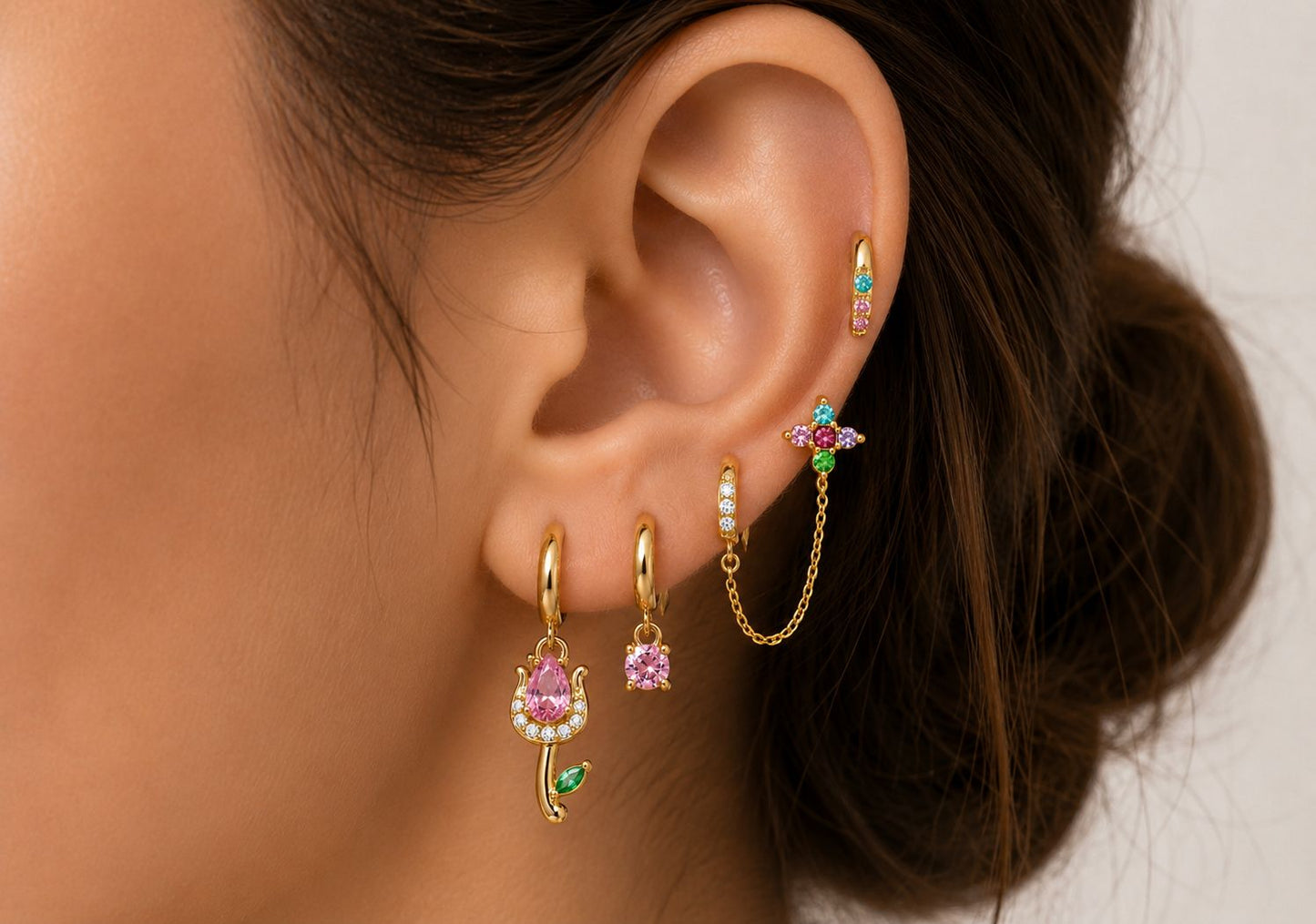 Set di 6 orecchini Rainbow Tulip