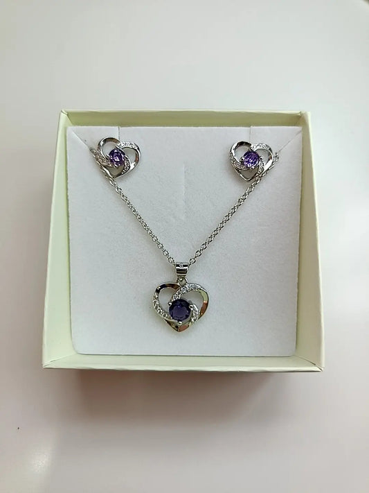 SET CUORE VIOLA ARGENTO