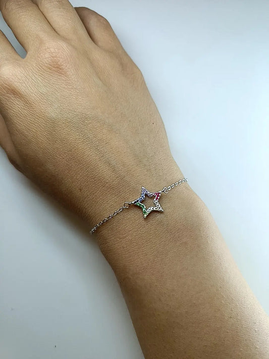 BRACCIALE STELLA ARCOBALENO ARGENTO