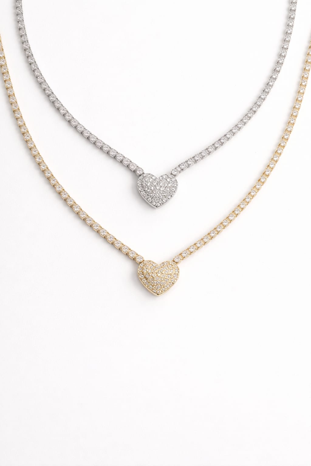 Collana tennis cuore con cursore