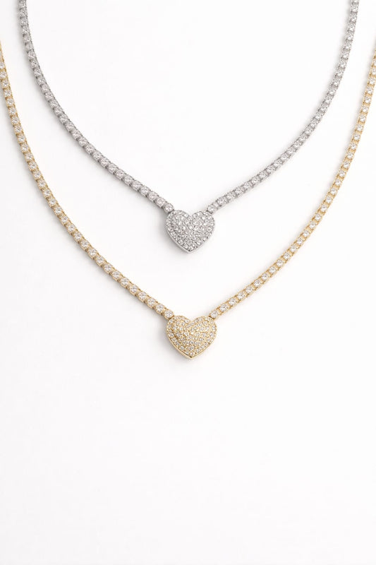 Collana tennis cuore con cursore
